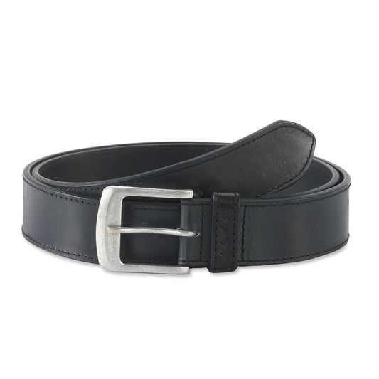392701 - one and a half inch wide leather belt in black color full grain leather - front view