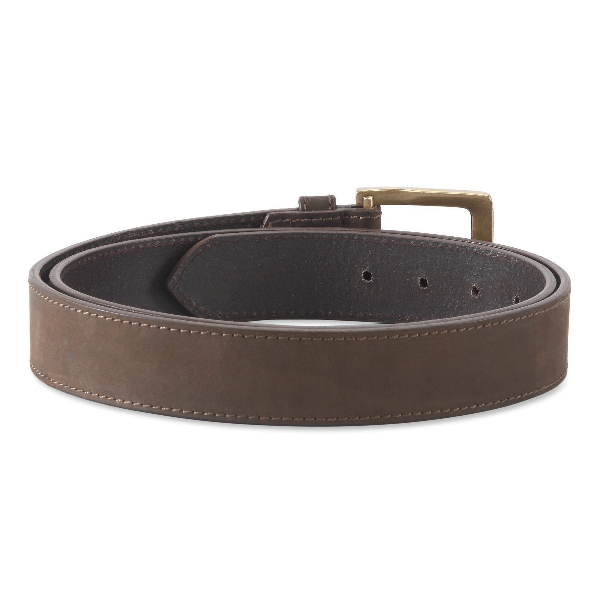 392702 - one and a half inch wide leather belt in dark chocolate brown color top grain hunter leather - back view