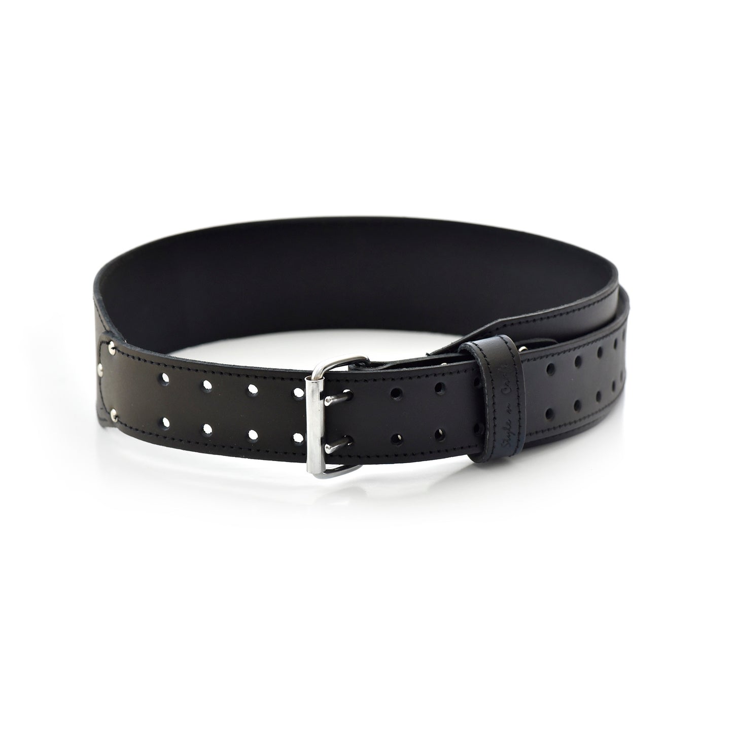 Black 3 Inch Wide Tapered Work Belt in Full Grain Leather