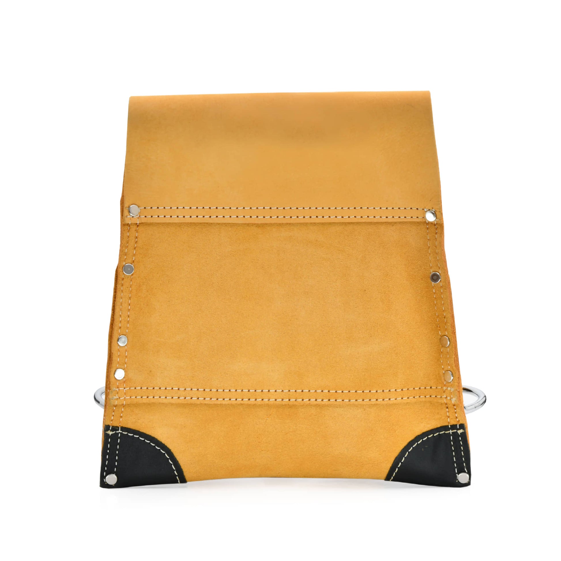 Style n Craft's 93823 - 8 Pocket Carpenter's Nail & Tool Pouch in Yellow Full Grain Leather with Reinforced Corners - Back View