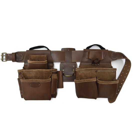 Style n Craft's 98434 - 4 Piece 17 Pocket Pro Framer’s Combo in Top Grain Leather in Dark Tan Color - Front View