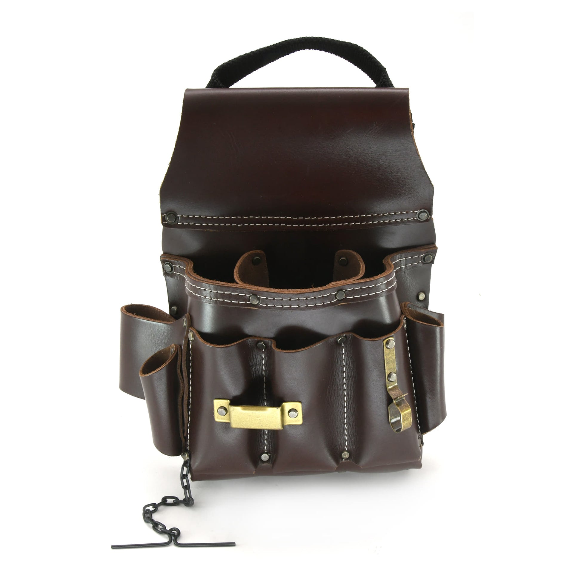 Style n Craft 98464 - Right Side Pouch of the 4 Piece 22 Pocket Electrician's Combo in Top Grain Leather Showing all the Pockets